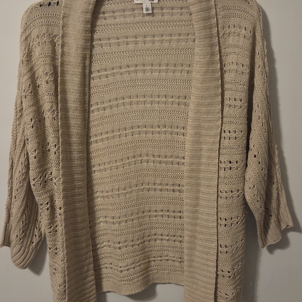 St. John's Bay Women's Tan Open-Front Cardigan